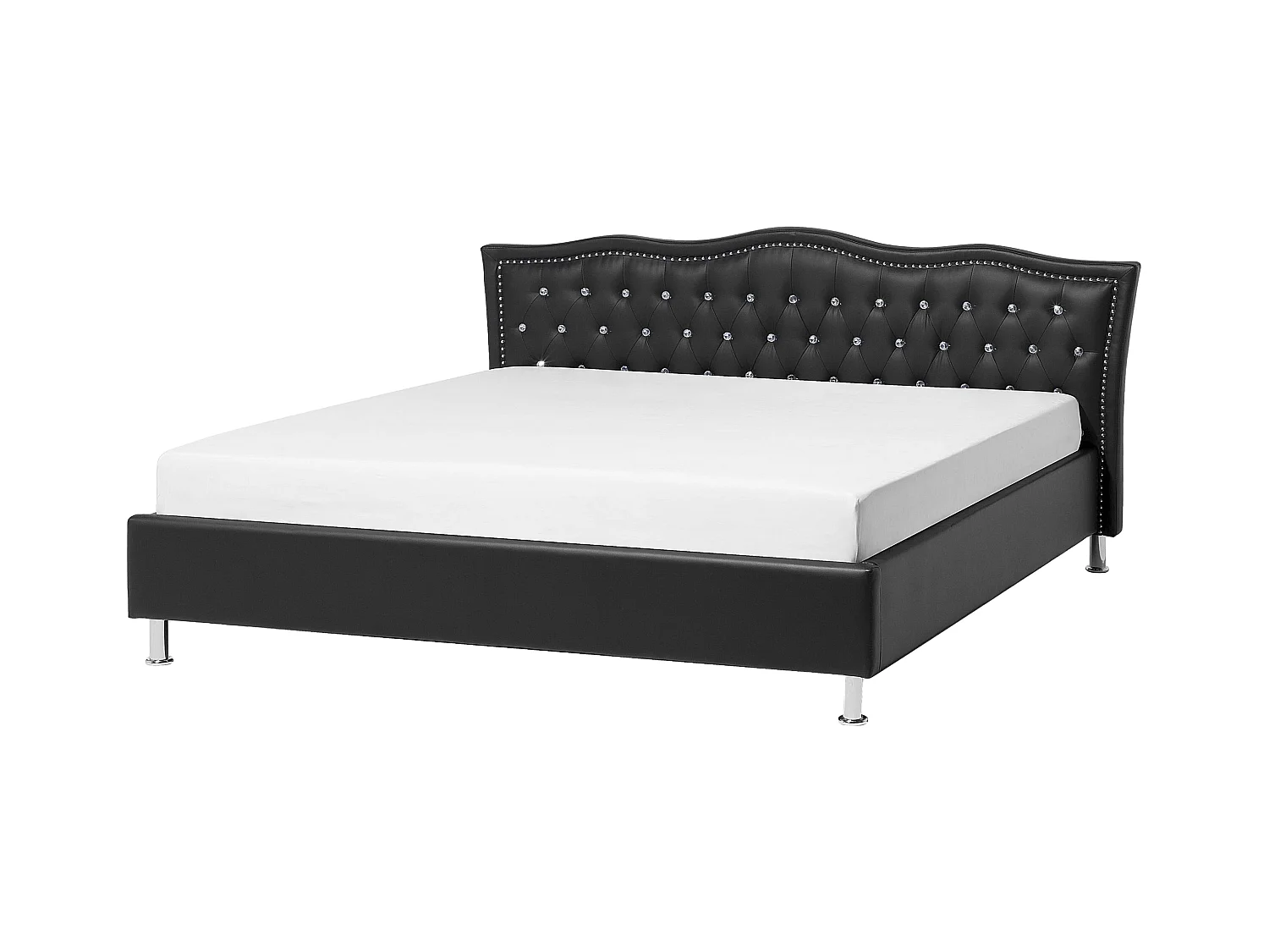 Lit avec sommier Cuir PU METZ 160 x 200 cm Noir