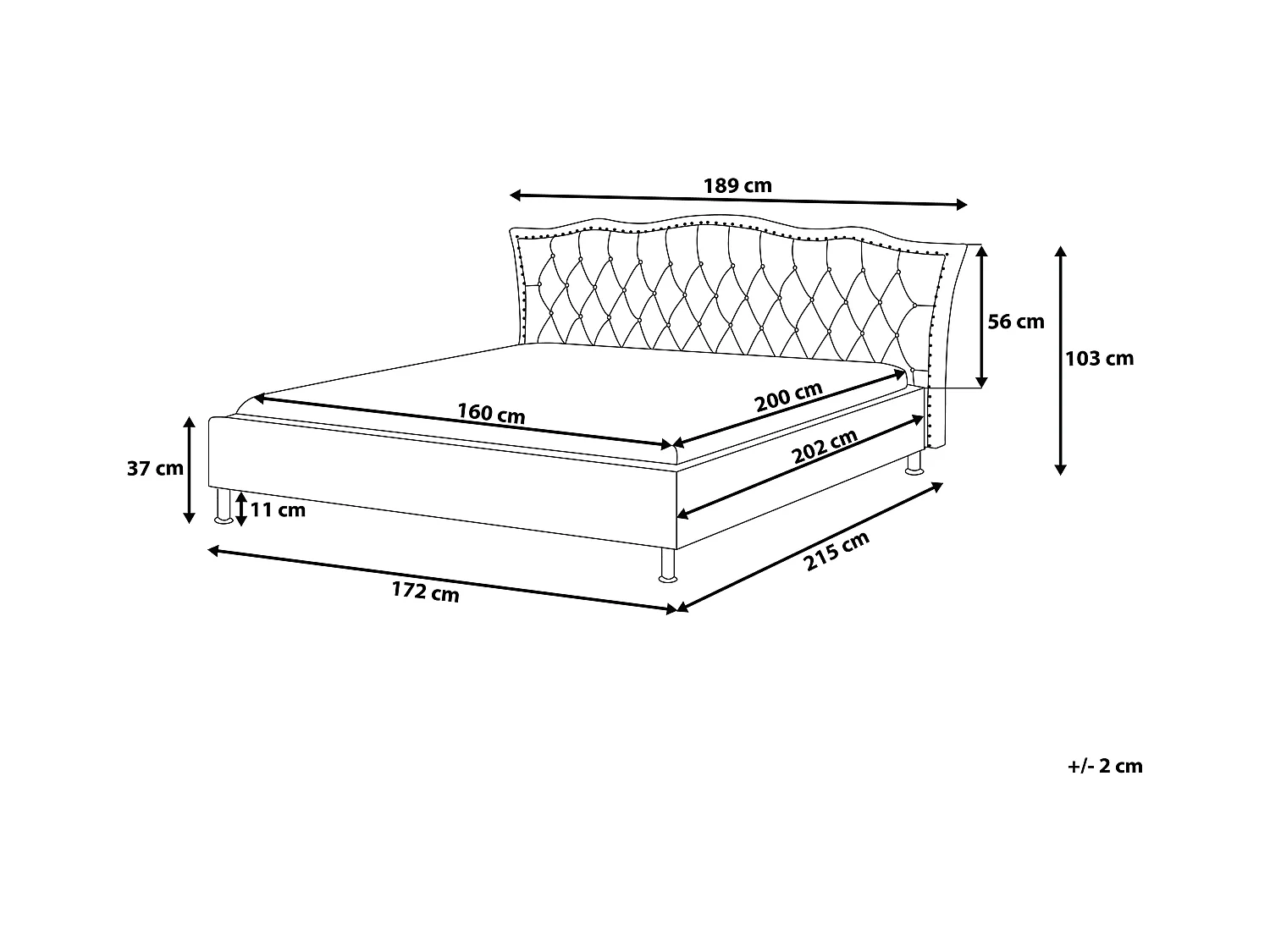 Lit avec sommier Cuir PU METZ 160 x 200 cm Noir