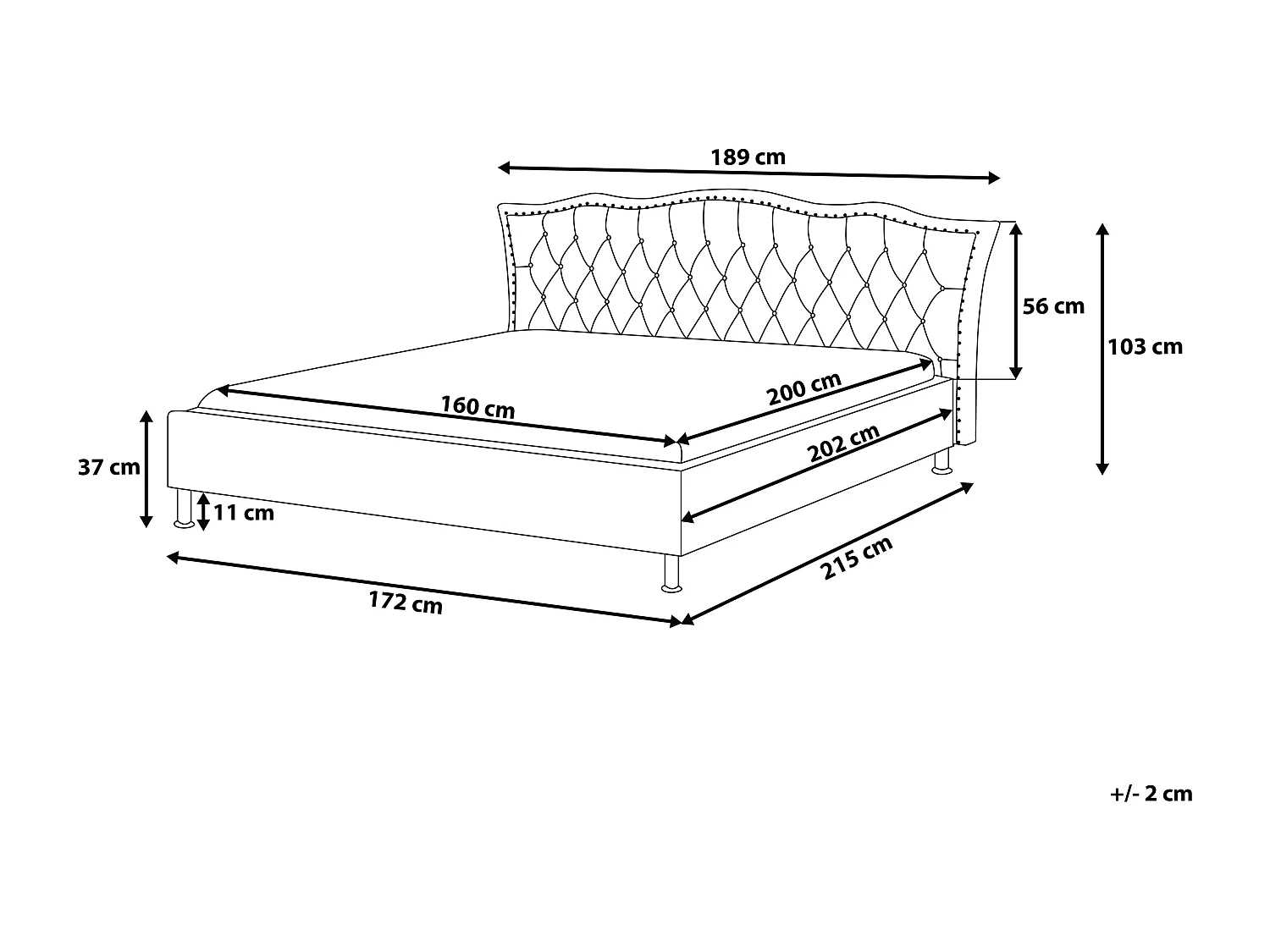 Lit avec sommier Cuir PU METZ 160 x 200 cm Noir
