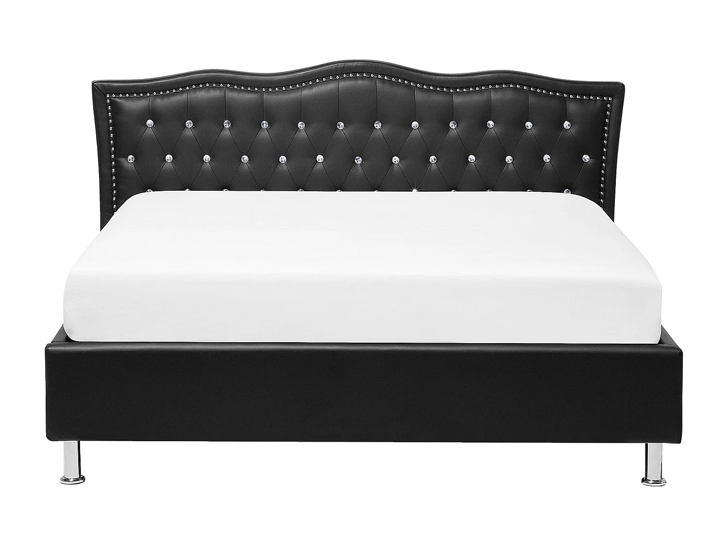 Lit avec sommier Cuir PU METZ 160 x 200 cm Noir