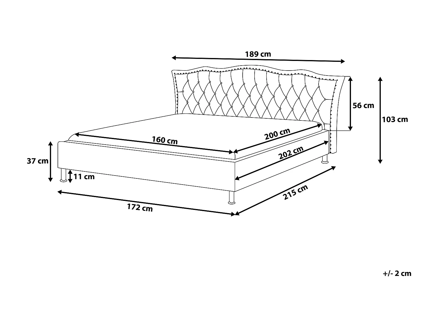 Lit avec sommier Cuir PU METZ 160 x 200 cm Noir