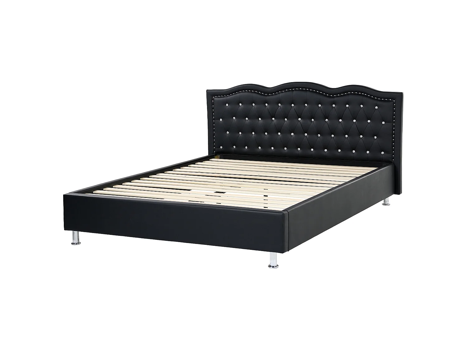 Bed Faux Leather METZ 160 x 200 cm (EU King Size) Black