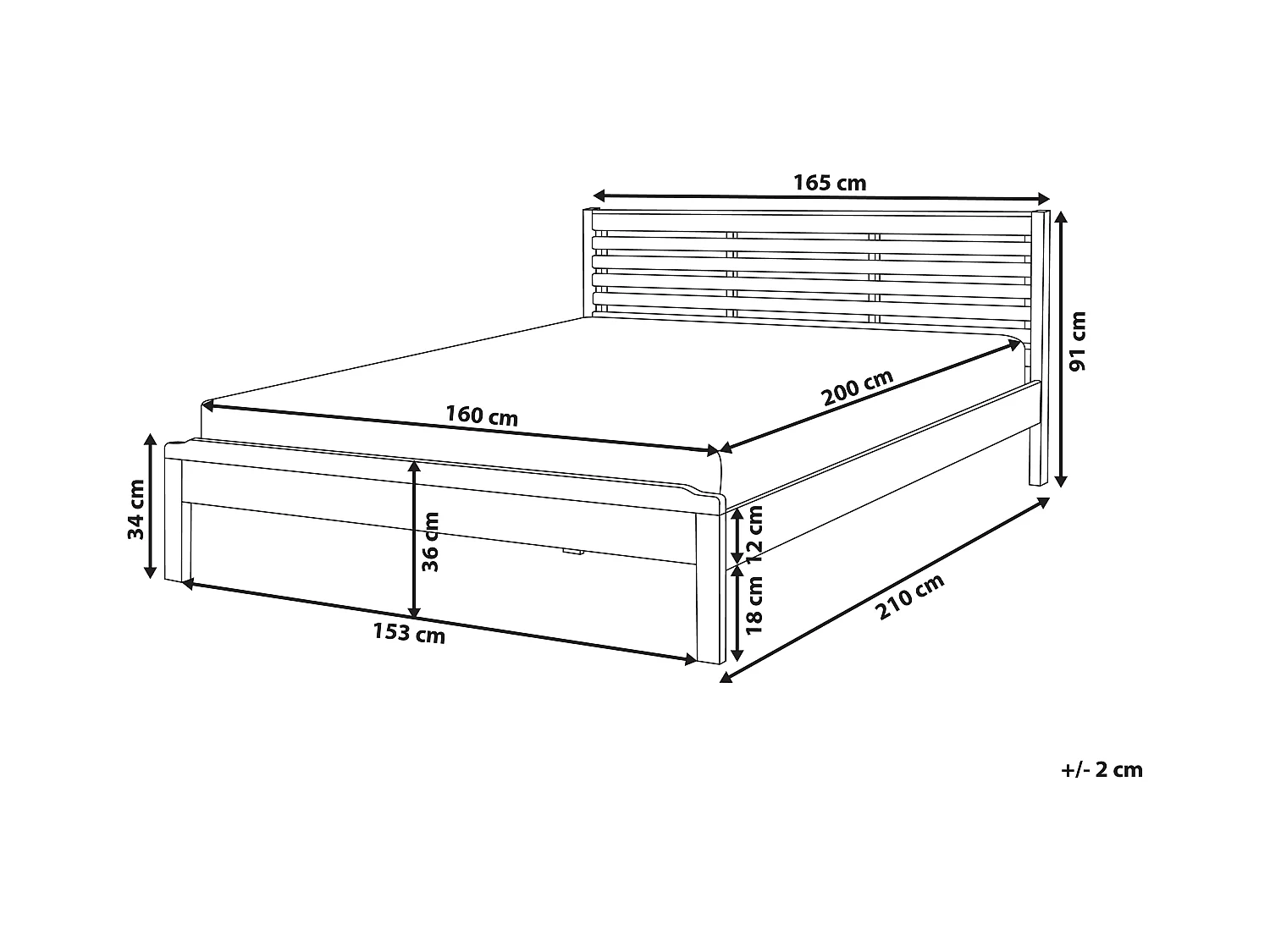 Lit avec sommier Bois de pin CARNAC 160 x 200 cm Marron clair