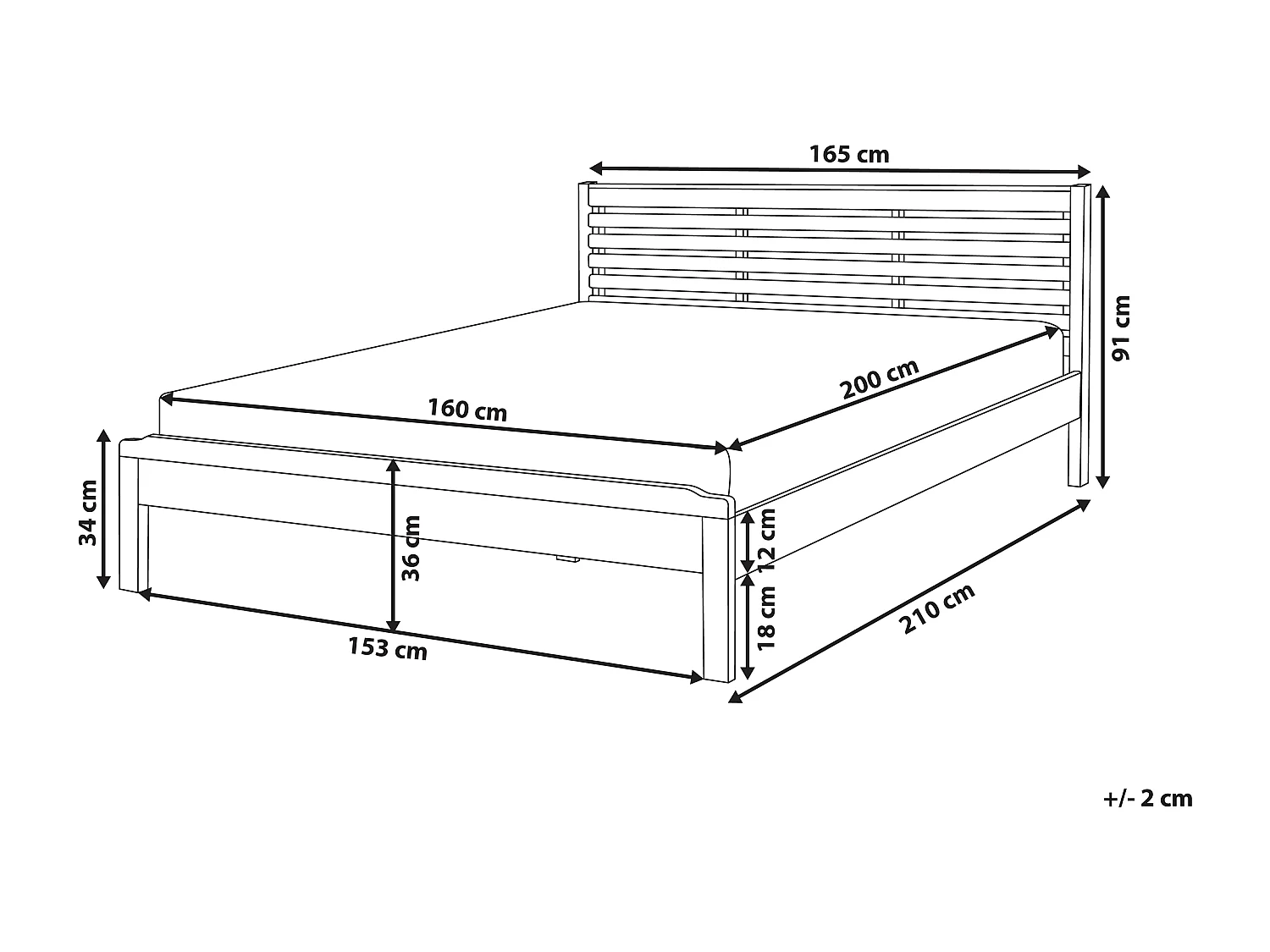 Lit avec sommier Bois de pin CARNAC 160 x 200 cm Marron clair