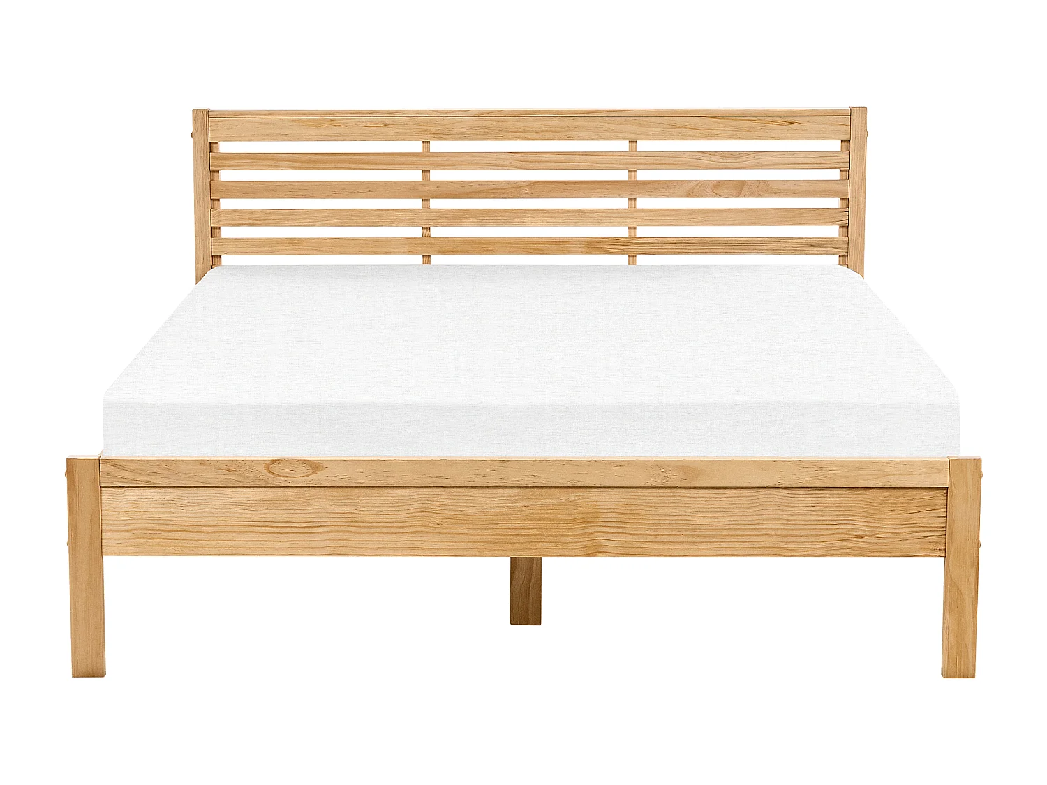 Lit avec sommier Bois de pin CARNAC 160 x 200 cm Marron clair