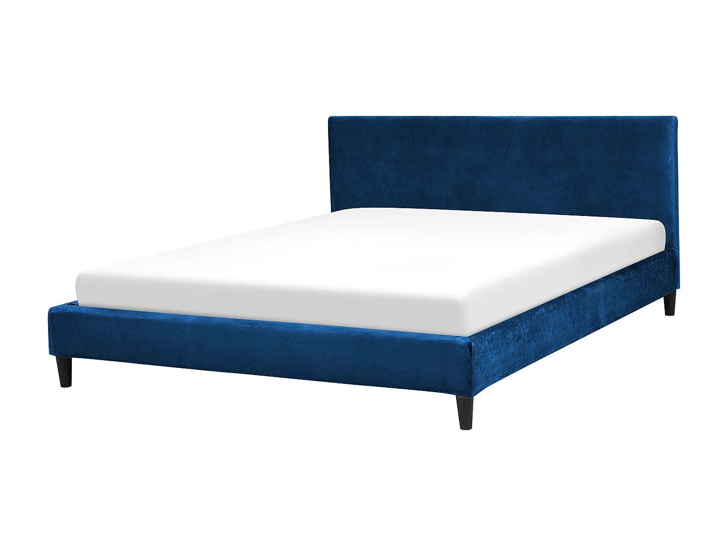 Lit avec sommier Velours FITOU 160 x 200 cm Bleu foncé