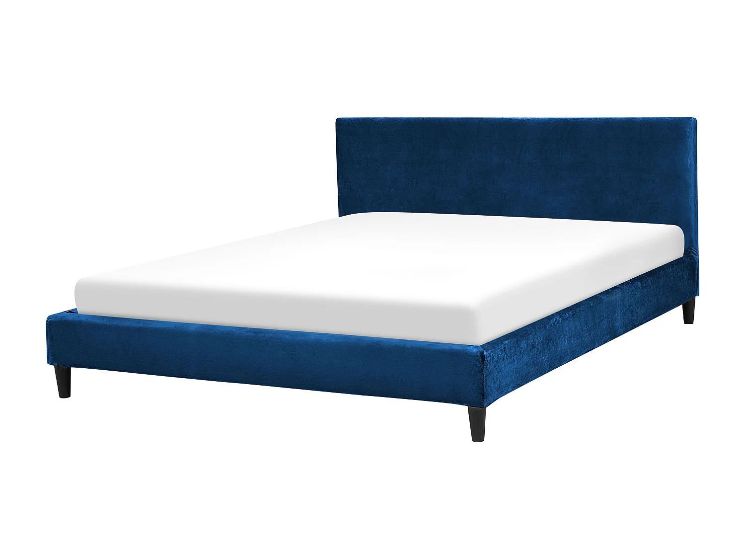 Lit avec sommier Velours FITOU 160 x 200 cm Bleu foncé