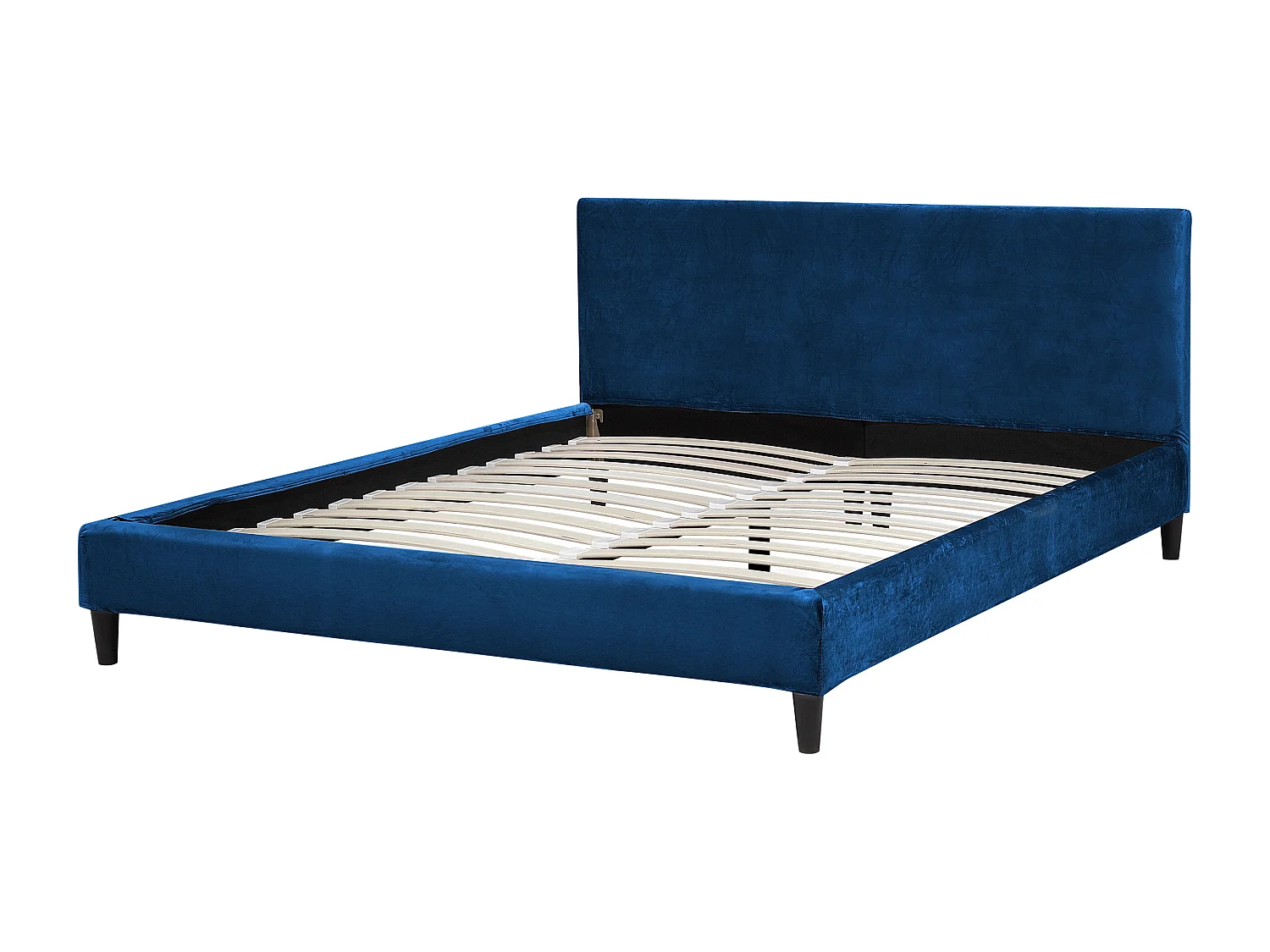 Lit avec sommier Velours FITOU 160 x 200 cm Bleu foncé
