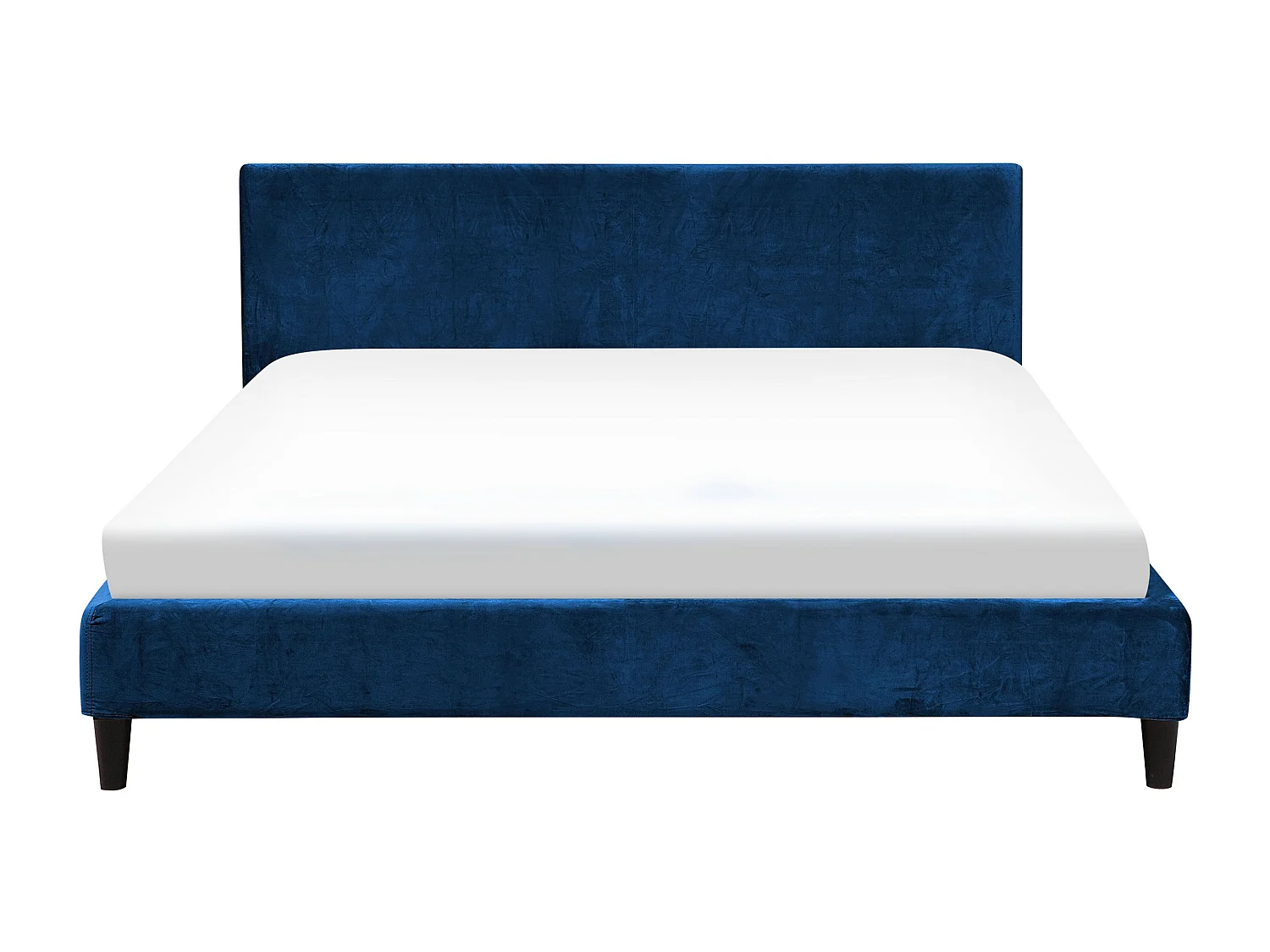 Lit avec sommier Velours FITOU 160 x 200 cm Bleu foncé