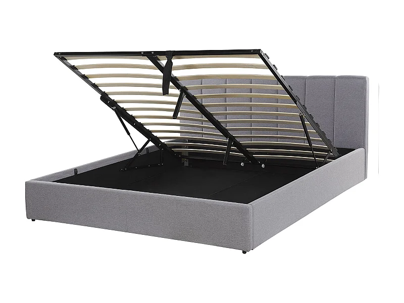 Lit ottoman Tissu DREUX 140 x 200 cm Gris clair