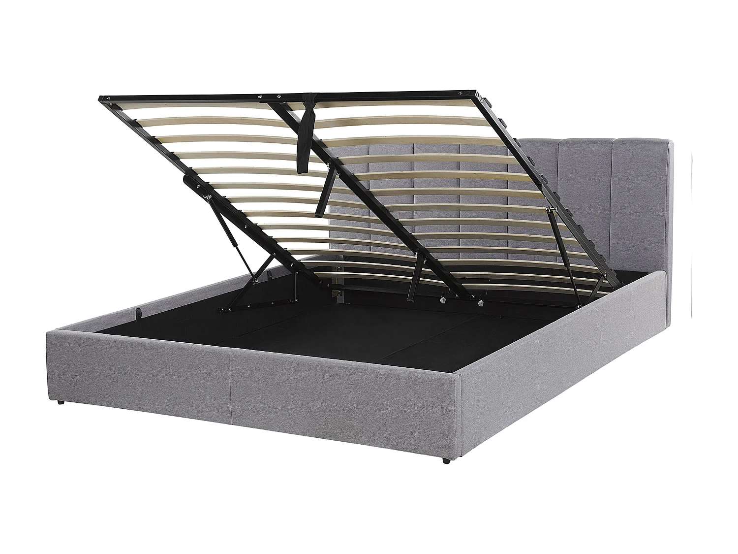 Cama baú Tecido DREUX 140 x 200 cm Cinzento claro