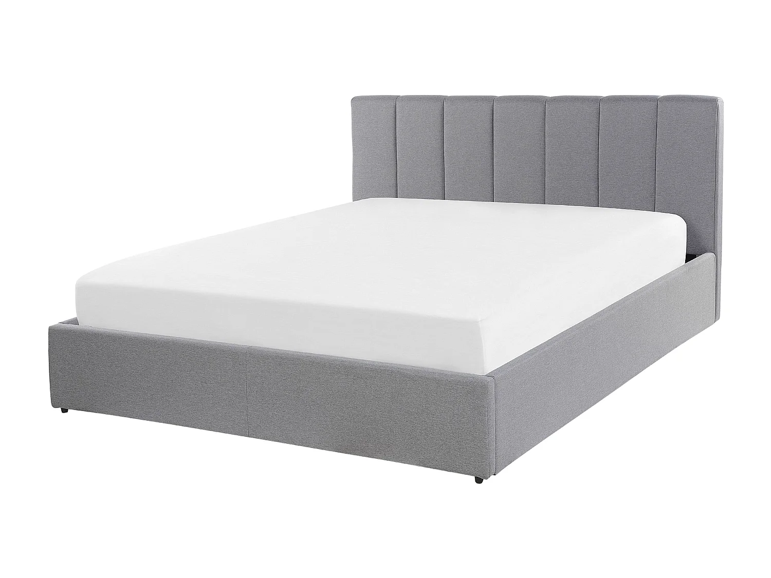 Cama baú Tecido DREUX 140 x 200 cm Cinzento claro
