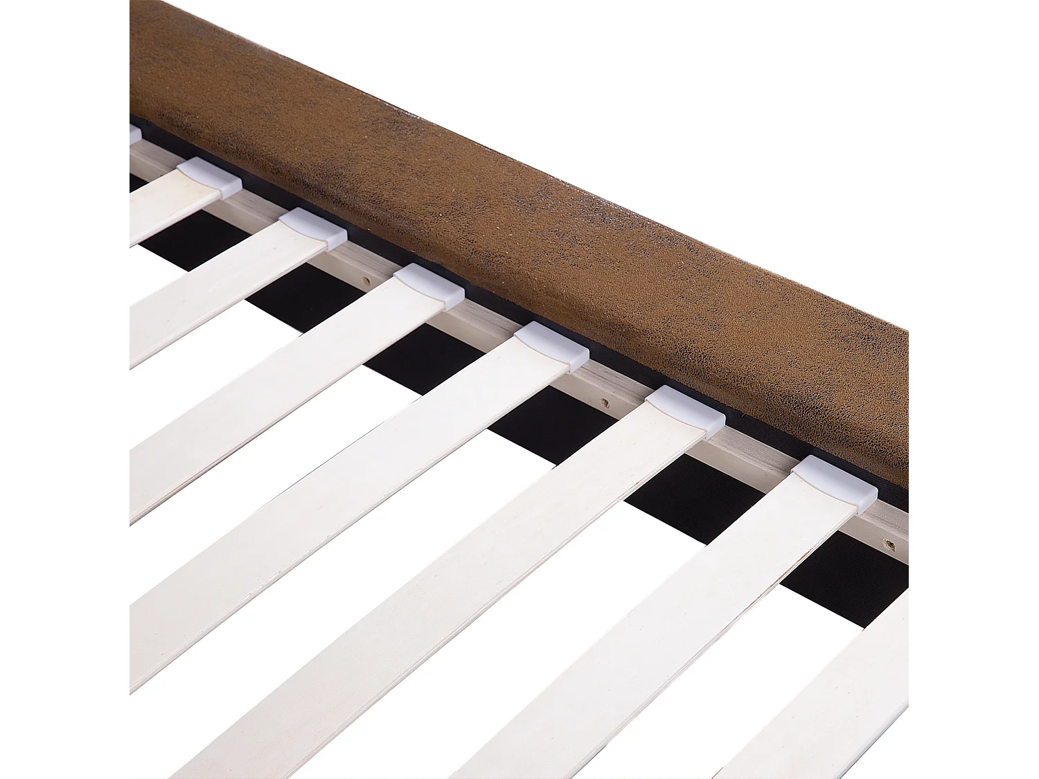 Cama de casal em camurça sintética castanha 180 x 200 cm CAVAILLON