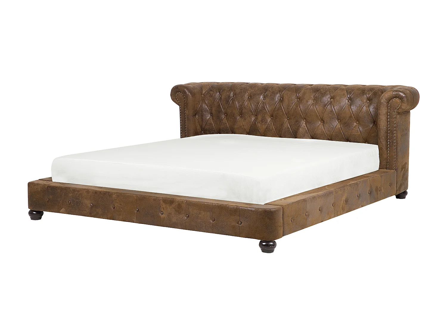 Lit double 180 x 200 cm en simili marron CAVAILLON