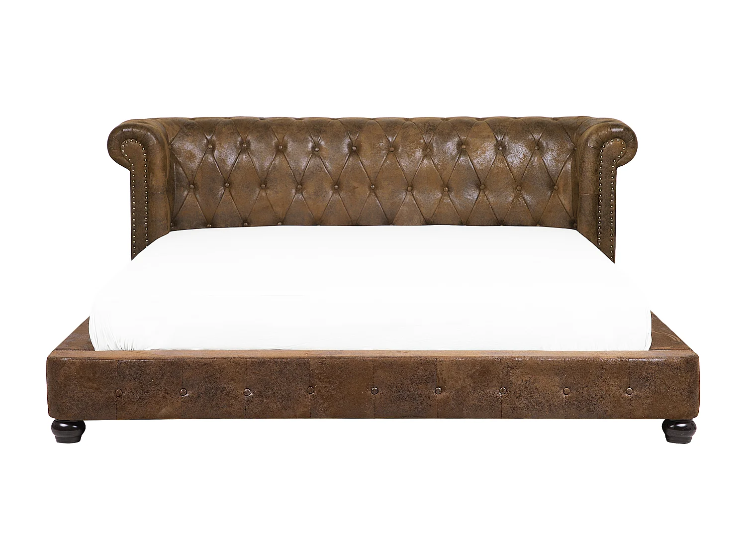 Lit double 180 x 200 cm en simili marron CAVAILLON