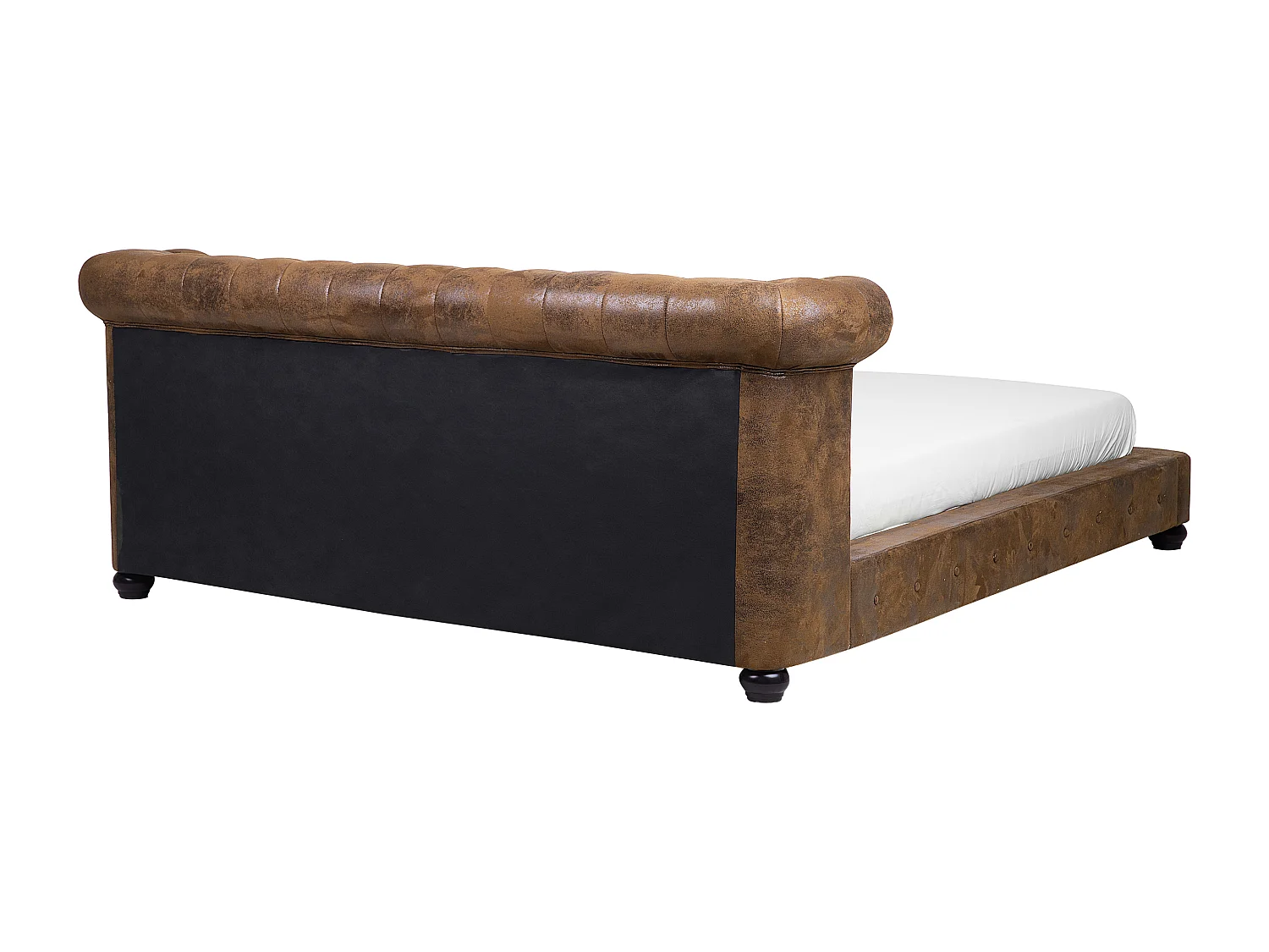 Lit double 180 x 200 cm en simili marron CAVAILLON