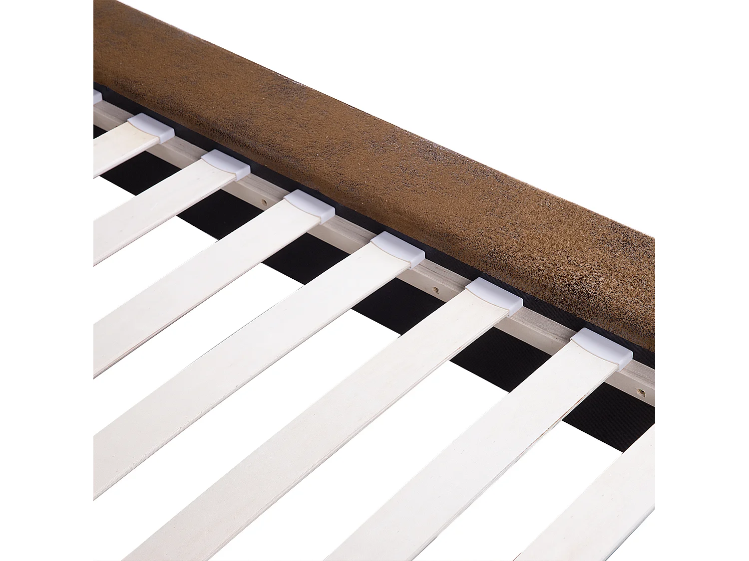 Lit double 180 x 200 cm en simili marron CAVAILLON