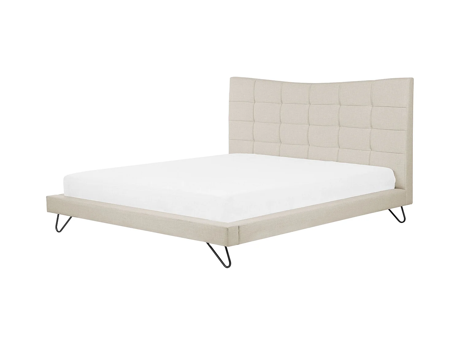 Lit avec sommier Tissu LANNION 180 x 200 cm Beige clair