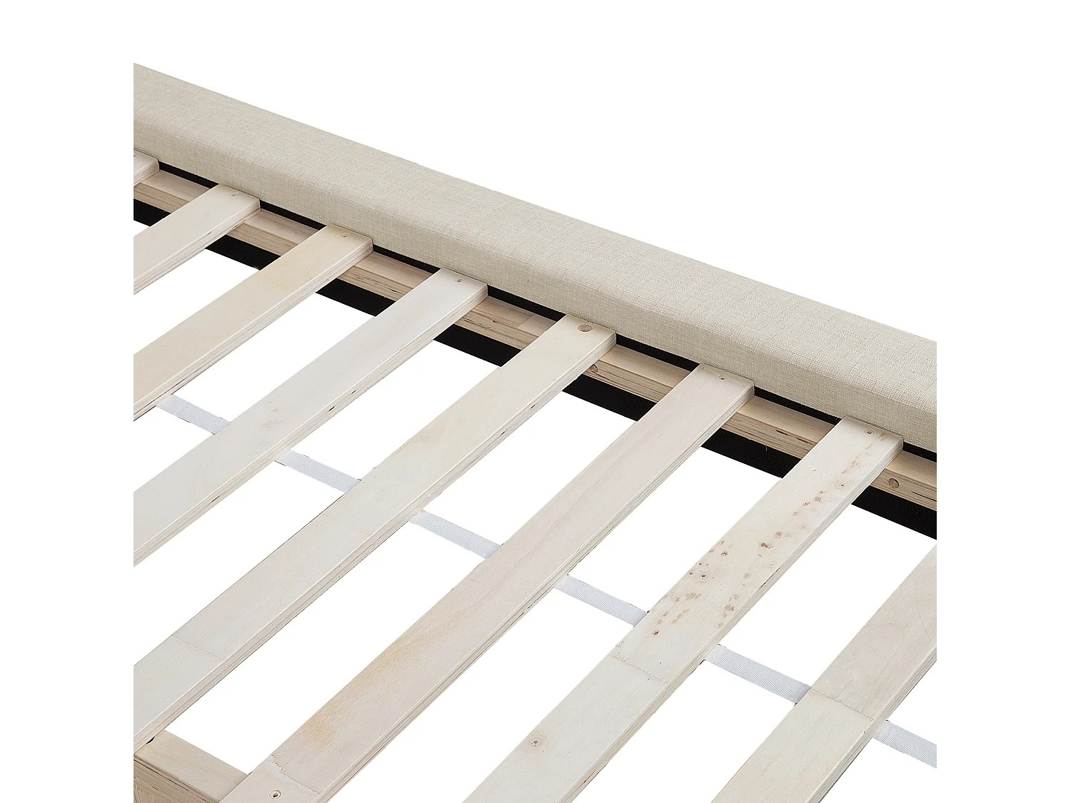 Lit avec sommier Tissu LANNION 180 x 200 cm Beige clair