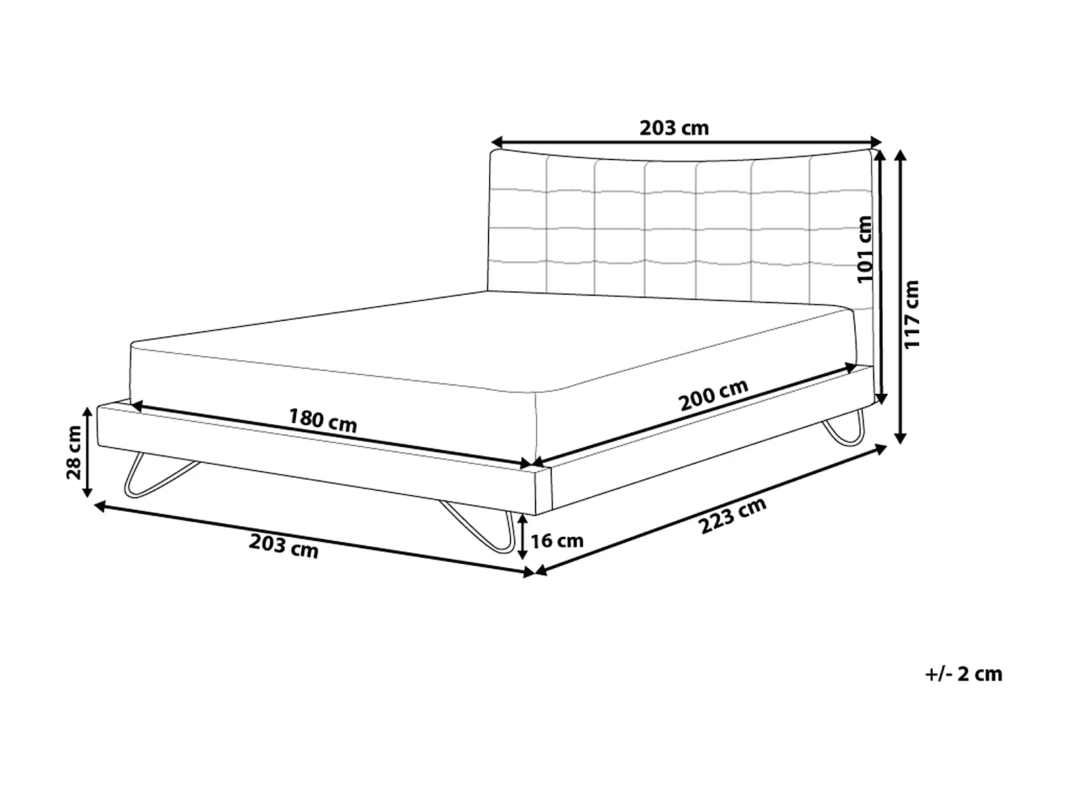 Lit avec sommier Tissu LANNION 180 x 200 cm Beige clair