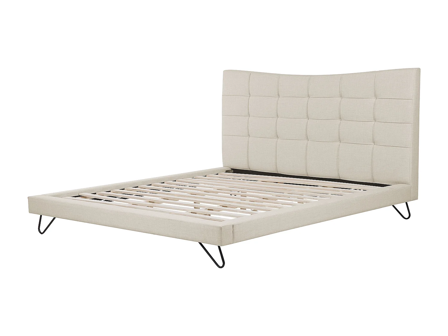 Lit avec sommier Tissu LANNION 180 x 200 cm Beige clair
