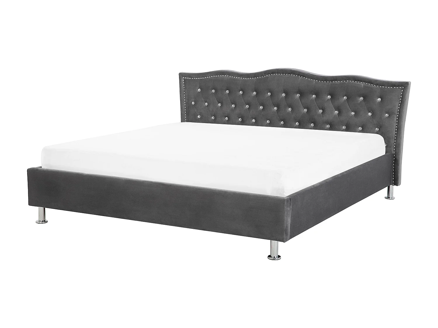 Cama baú Veludo METZ 180 x 200 cm Cinzento escuro