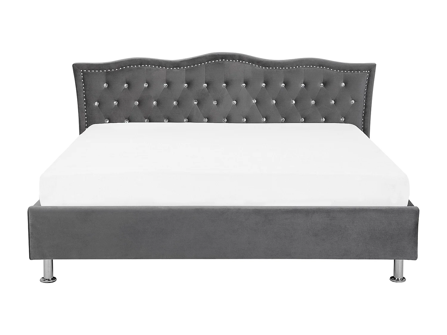 Cama baú Veludo METZ 180 x 200 cm Cinzento escuro