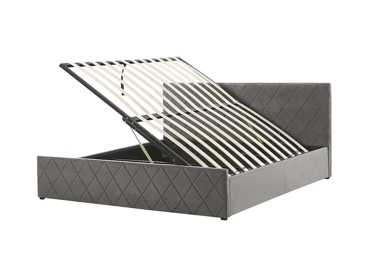 Schickes Doppelbett in Grau mit Bettkasten und Lattenrost 180 x 200 cm Rochefort