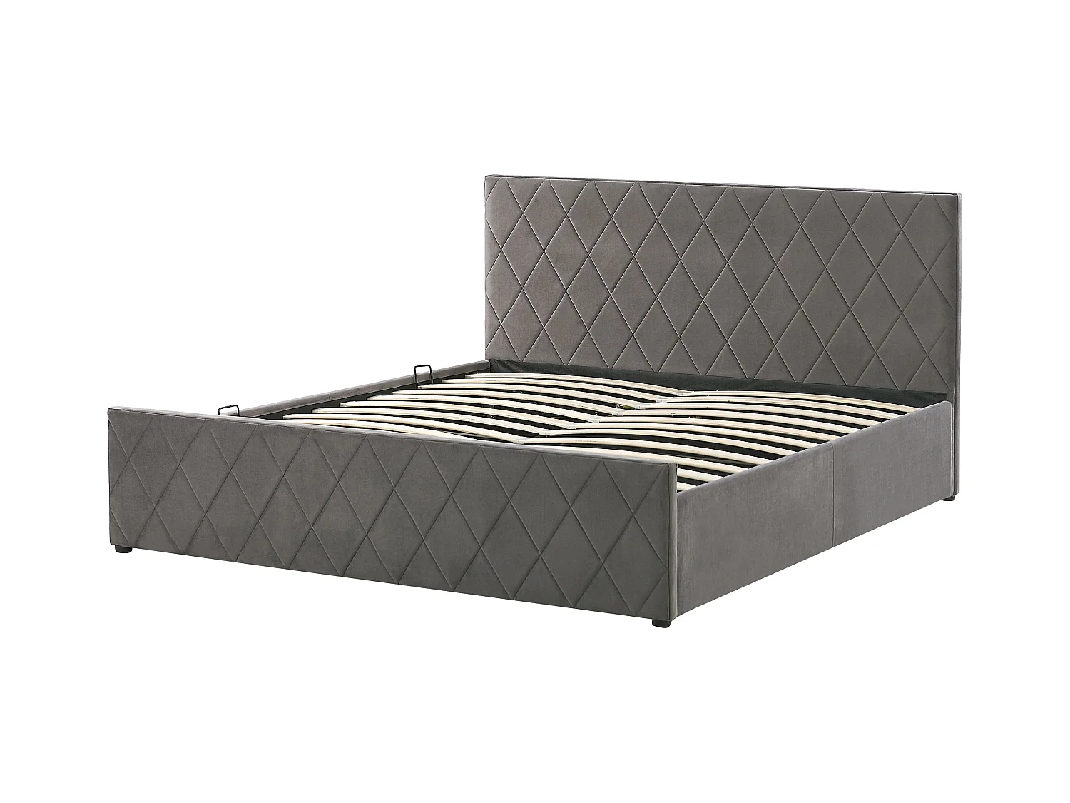 Schickes Doppelbett in Grau mit Bettkasten und Lattenrost 180 x 200 cm Rochefort