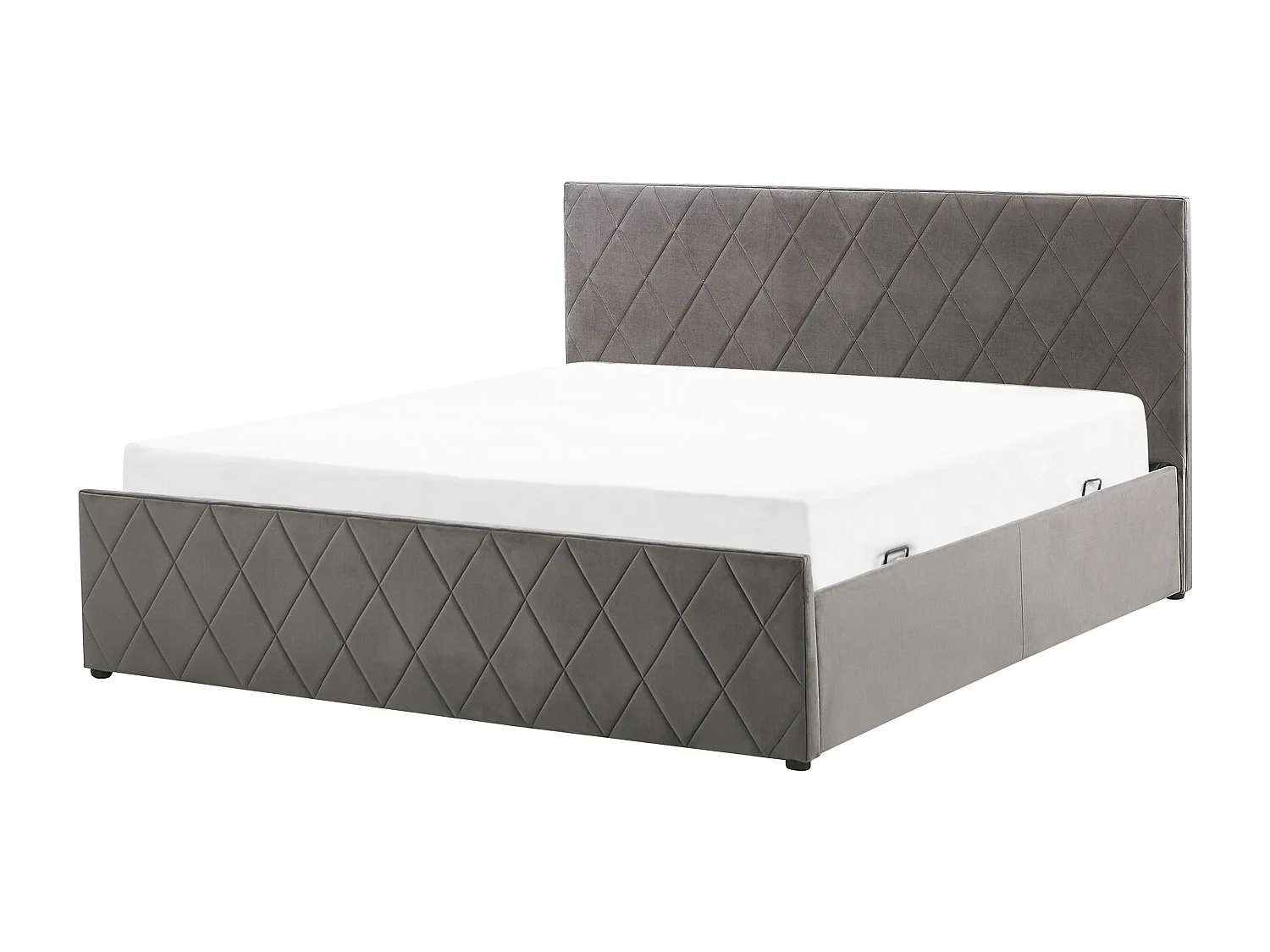 Lit ottoman Velours ROCHEFORT 180 x 200 cm Gris