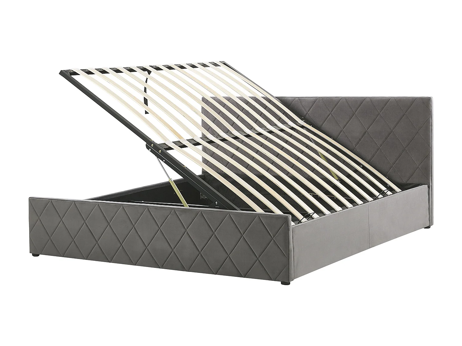 Lit ottoman Velours ROCHEFORT 180 x 200 cm Gris