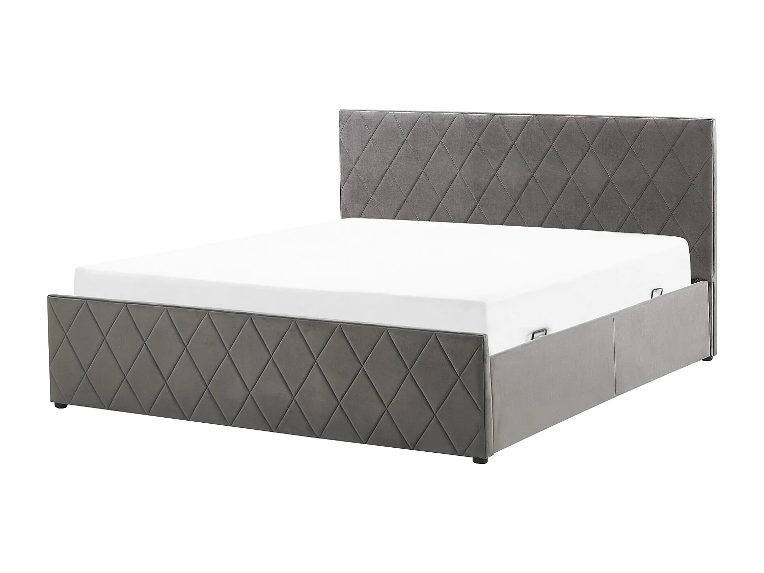 Lit ottoman Velours ROCHEFORT 180 x 200 cm Gris