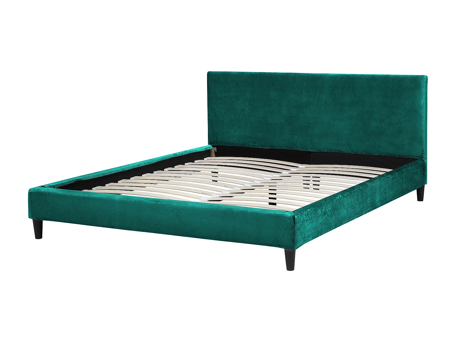 Modernes Doppelbett abnehmbarer Polsterbezug 160 x 200 cm Samtstoff dunkelgrün