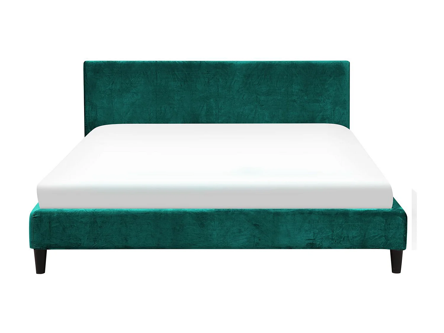 Modernes Doppelbett abnehmbarer Polsterbezug 160 x 200 cm Samtstoff dunkelgrün