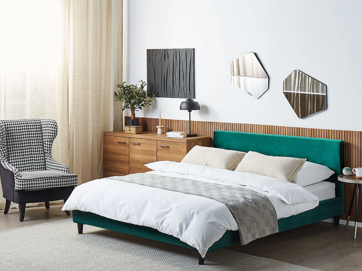 Bed Fluweel FITOU 160 x 200 cm Donkergroen