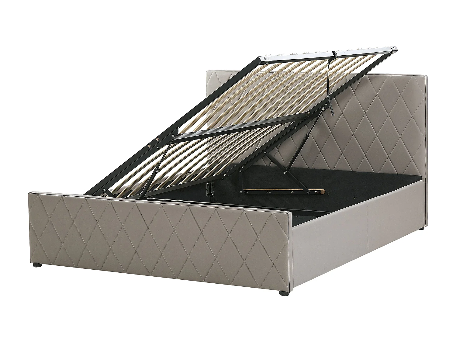 Letto contenitore Pelle sintetica ROCHEFORT 160 x 200 cm Tortora