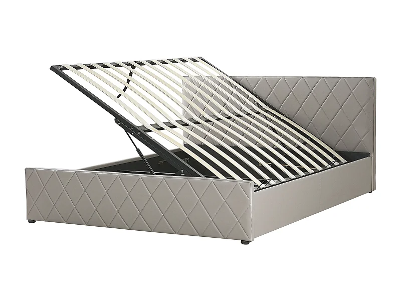 Schickes Doppelbett in Grau mit Bettkasten und Lattenrost 160 x 200 cm Rochefort