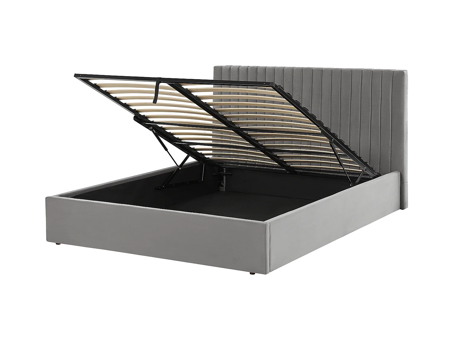 Bed met opbergruimte Fluweel VION 160 x 200 cm Grijs