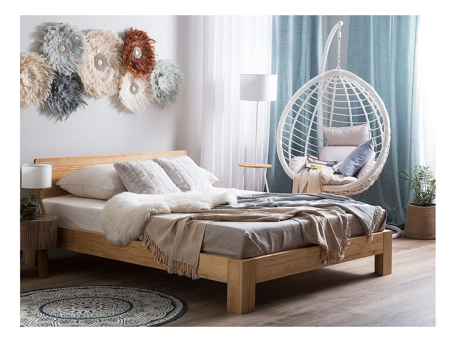 Lit avec sommier Bois de pin ROYAN 180 x 200 cm Marron clair