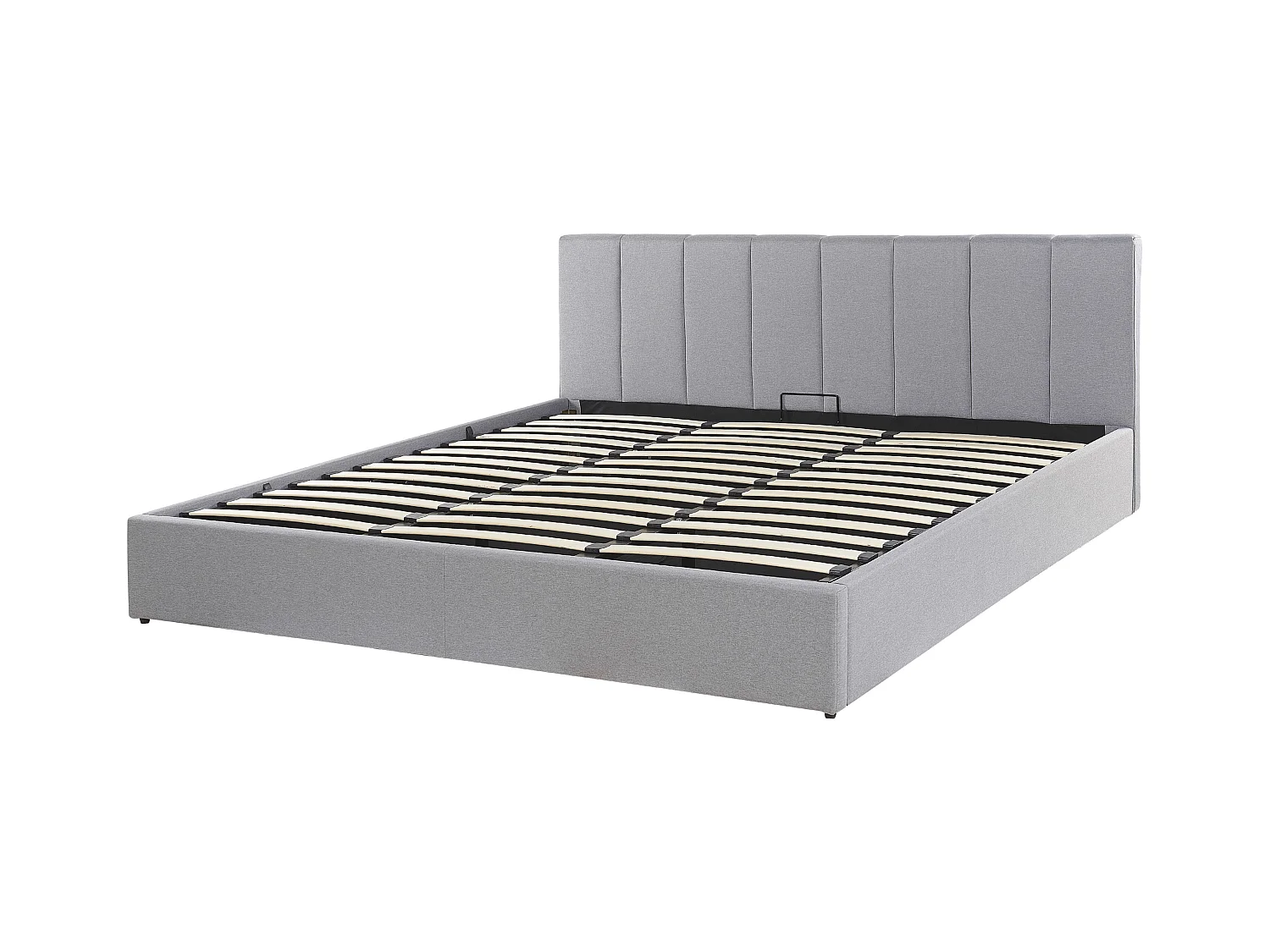 Elegantes Bett Polsterbezug mit Bettkasten hochklappbar hellgrau 180 x 200 cm Dreux