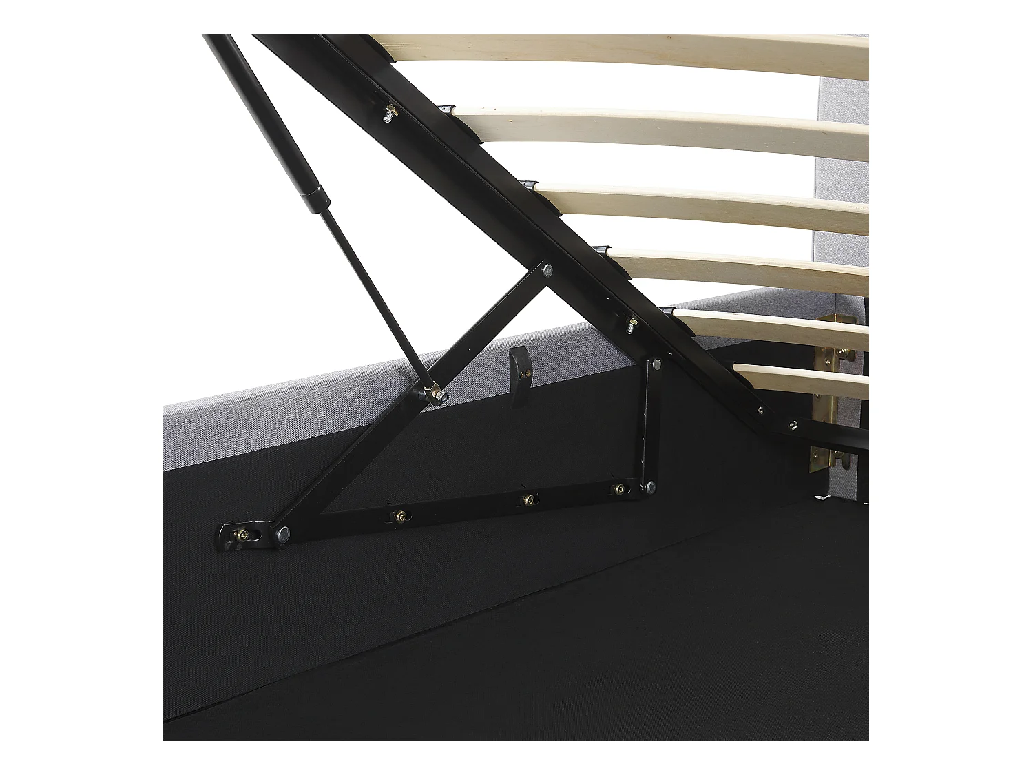 Elegantes Bett Polsterbezug mit Bettkasten hochklappbar hellgrau 180 x 200 cm Dreux