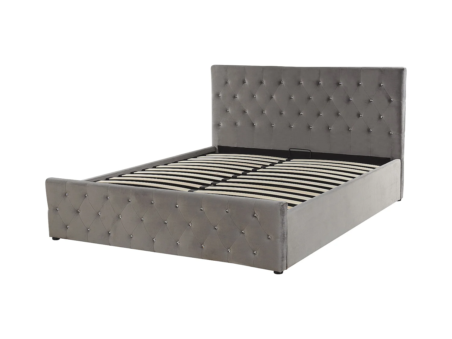 Lit ottoman Velours AMIENS 140 x 200 cm Gris