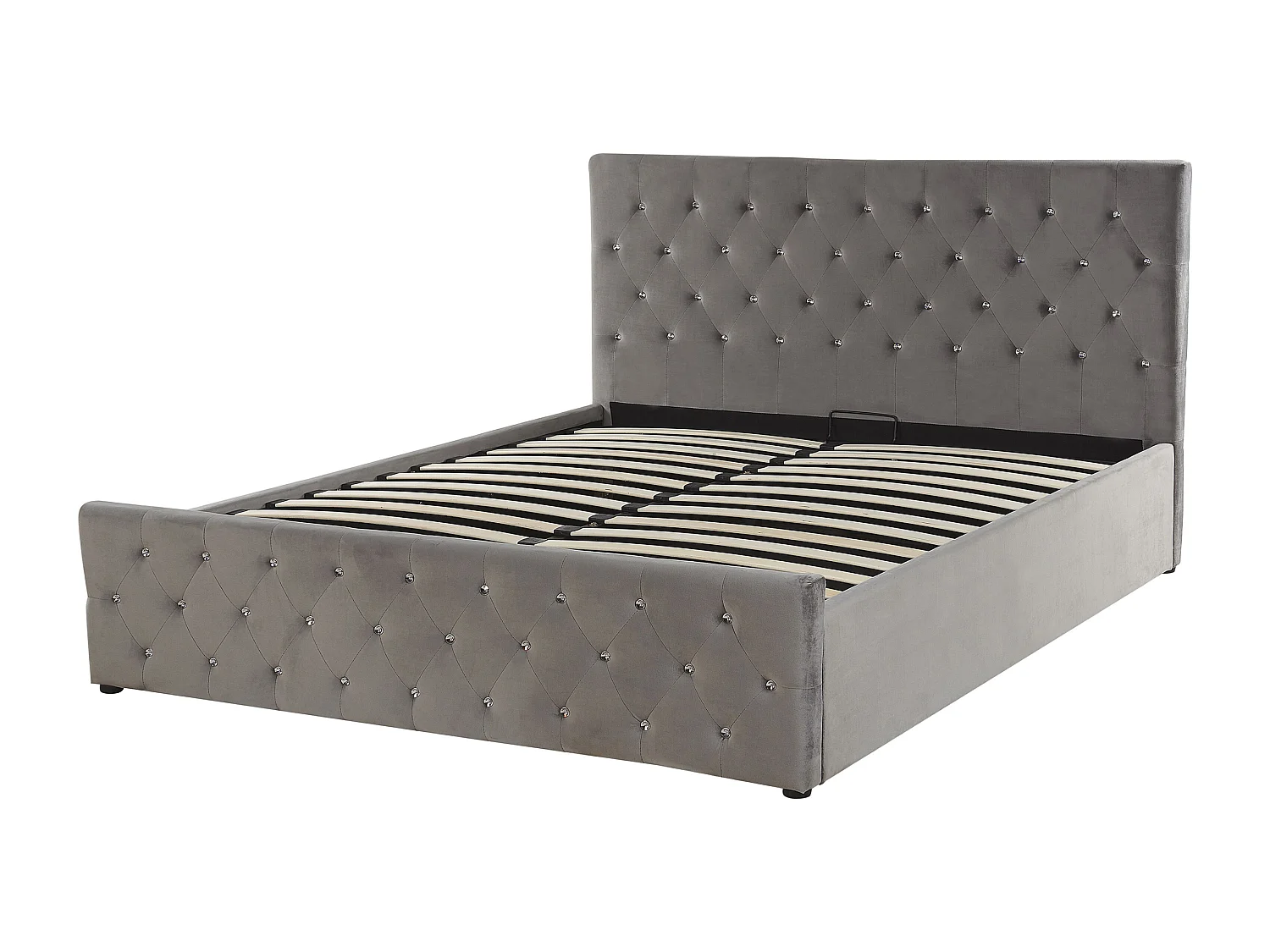 Lit ottoman Velours AMIENS 140 x 200 cm Gris