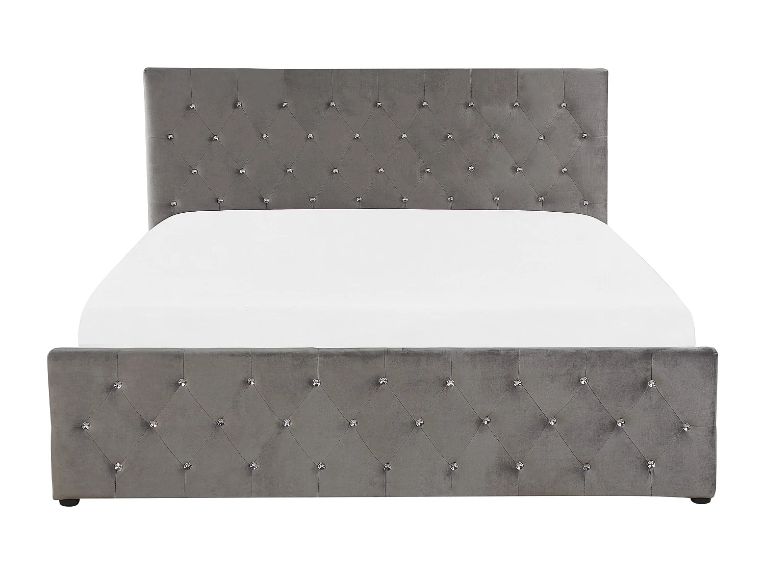 Lit ottoman Velours AMIENS 140 x 200 cm Gris