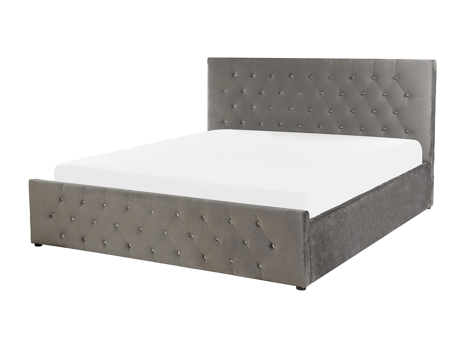 Lit ottoman Velours AMIENS 140 x 200 cm Gris