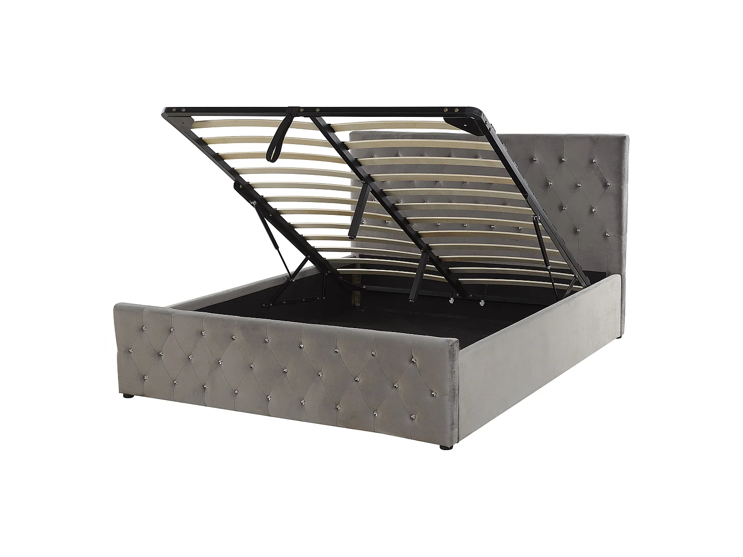 Bett mit Stauraum Samtstoff AMIENS 140 x 200 cm Grau