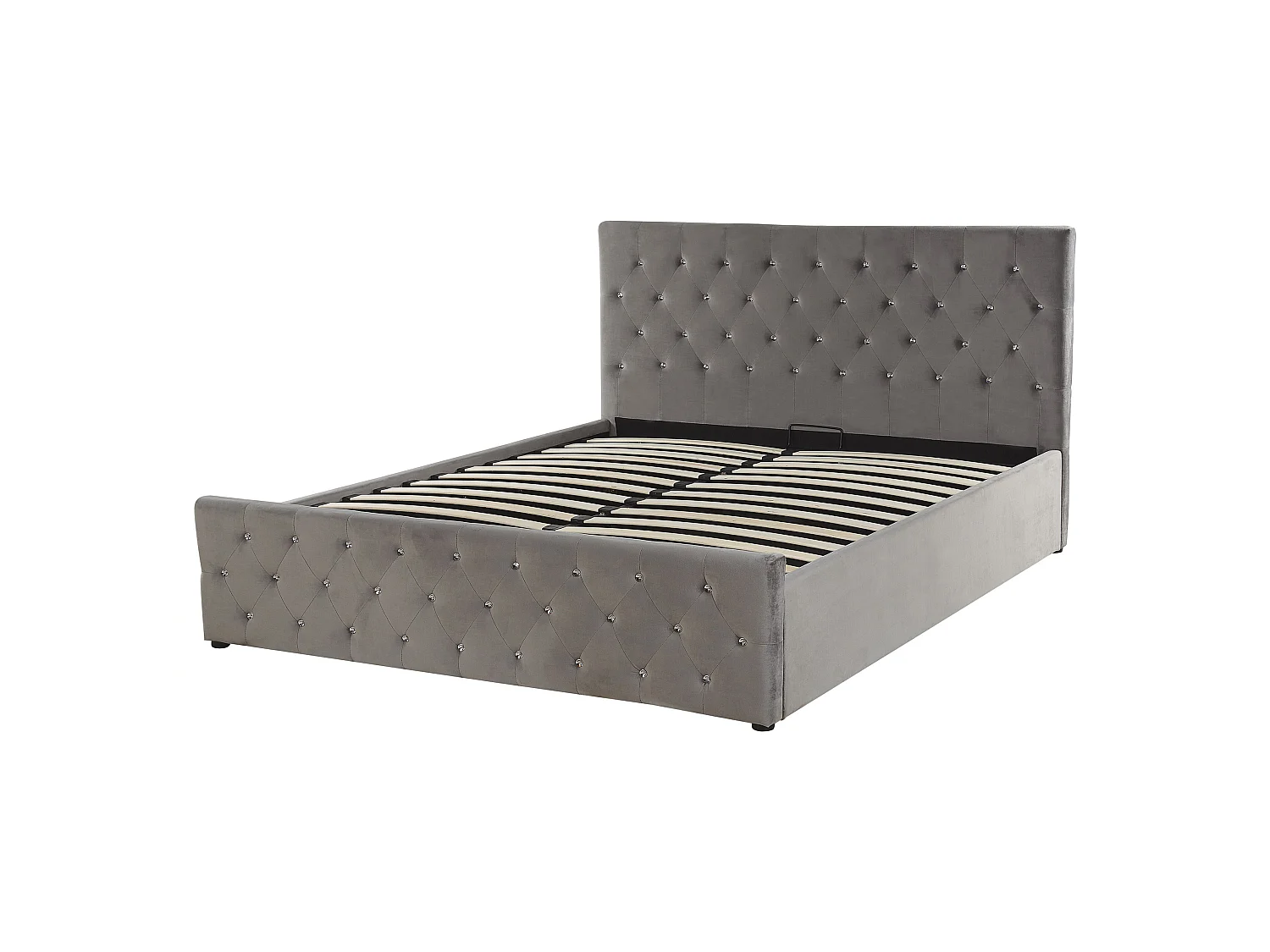 Bett mit Stauraum Samtstoff AMIENS 140 x 200 cm Grau
