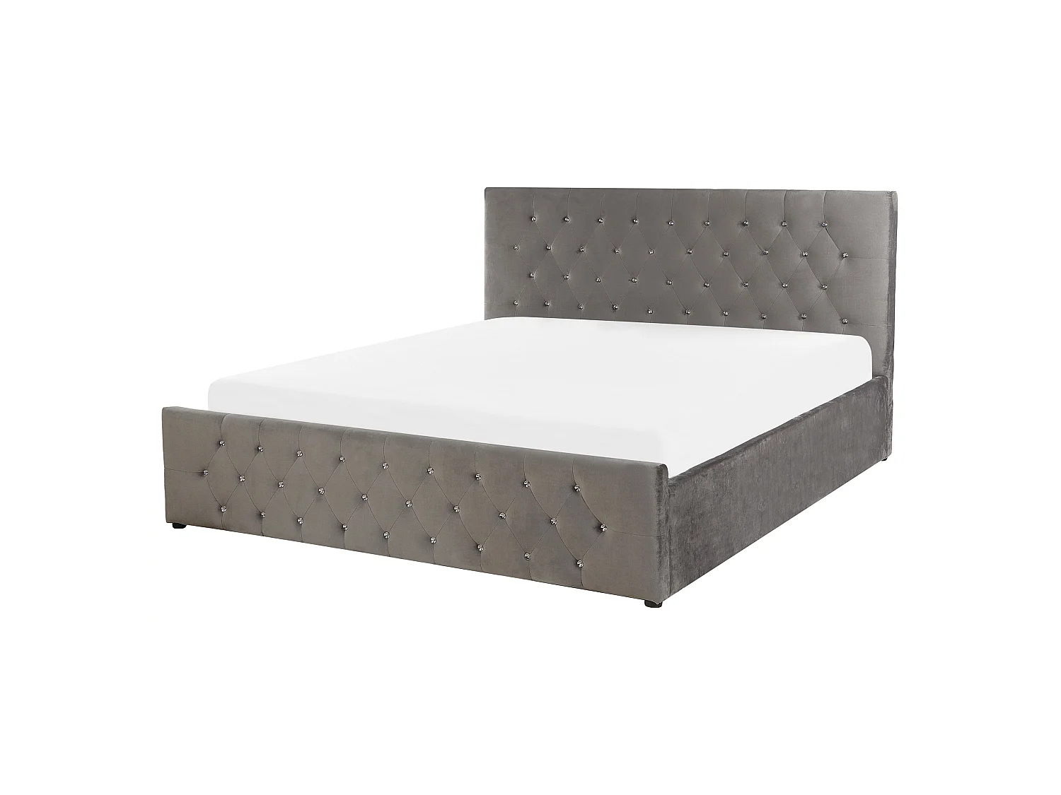 Bett mit Stauraum Samtstoff AMIENS 140 x 200 cm Grau