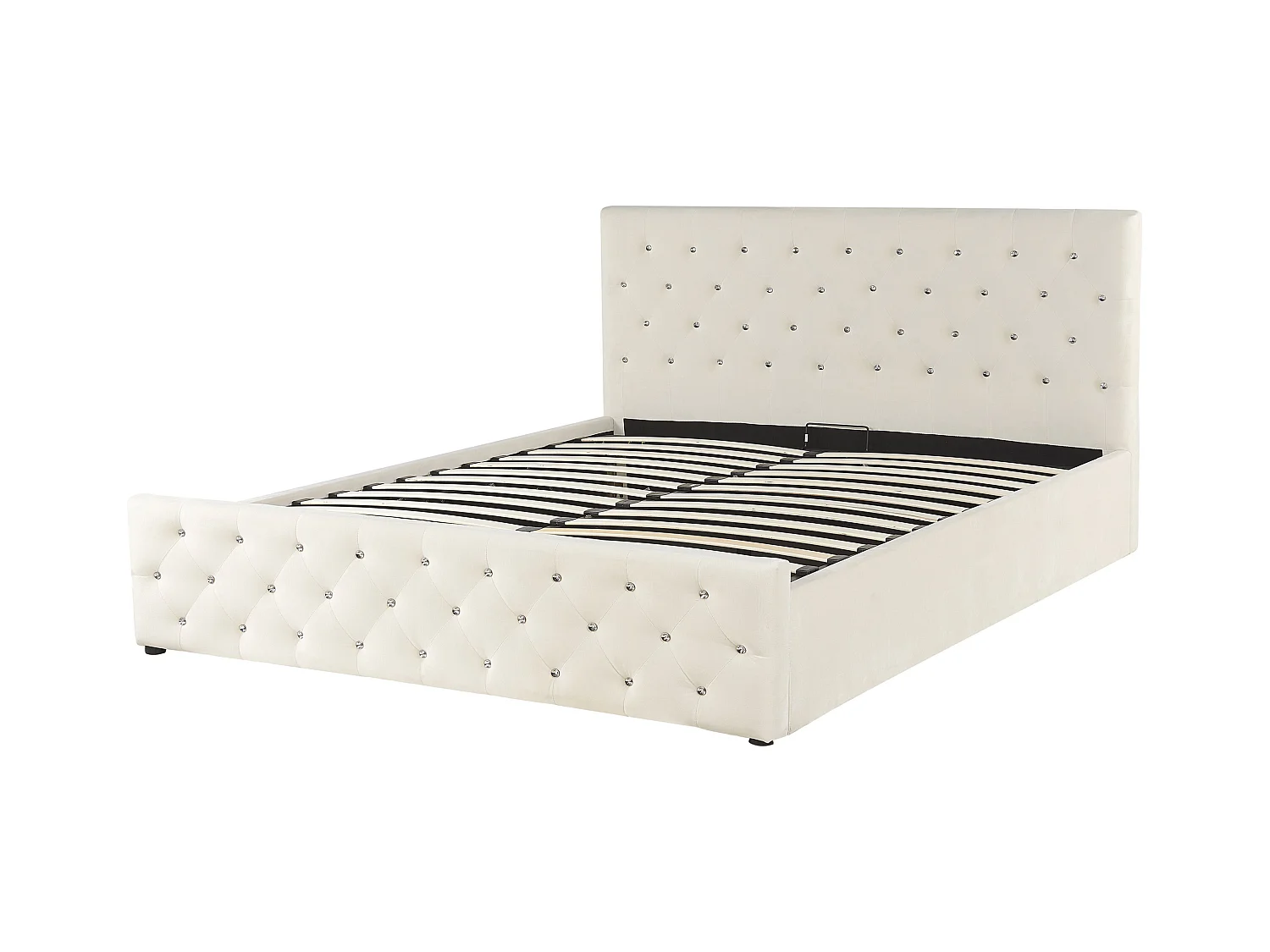 Bed met opbergruimte Fluweel AMIENS 160 x 200 cm Lichtbeige