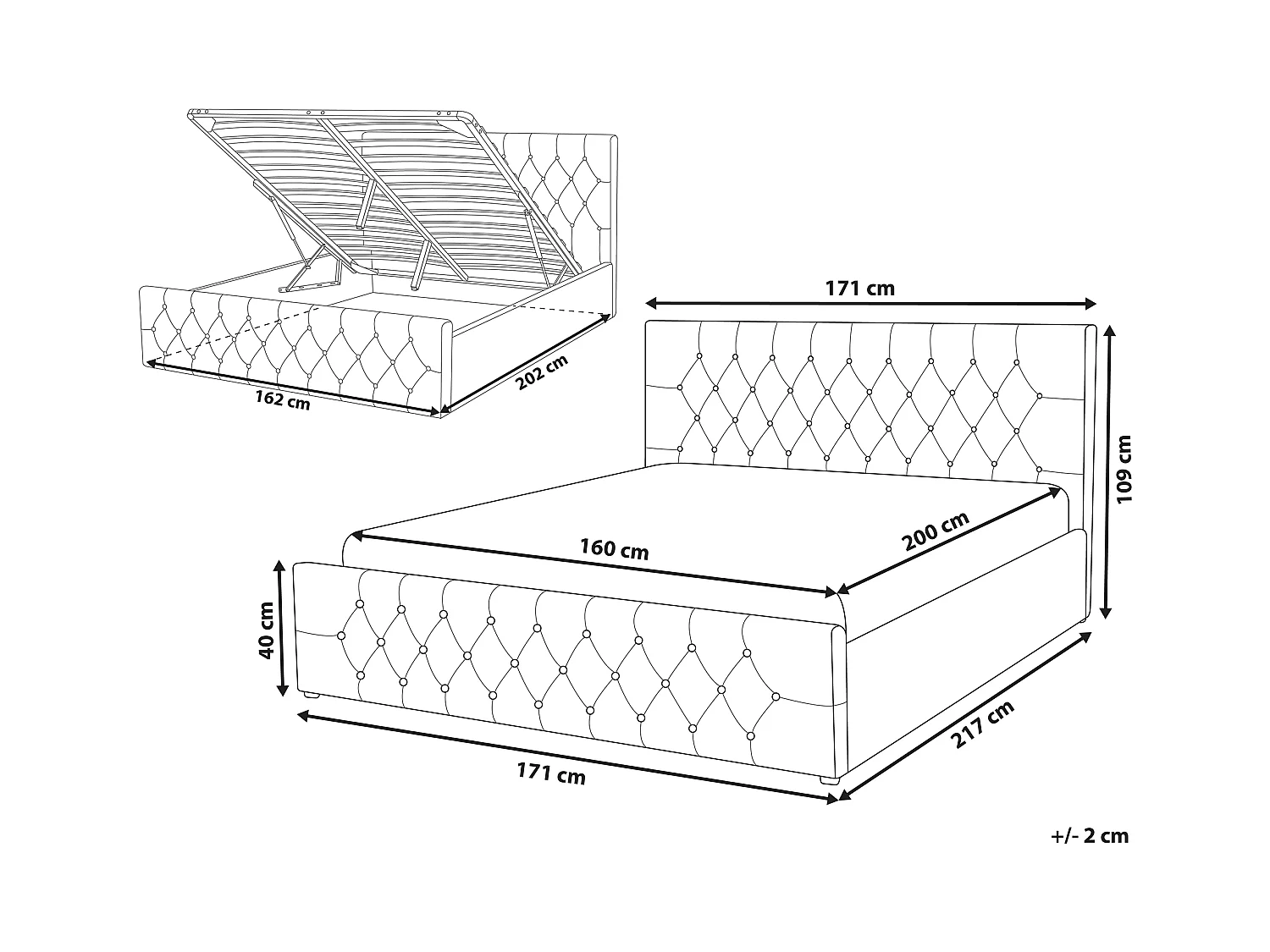 Bed met opbergruimte Fluweel AMIENS 160 x 200 cm Lichtbeige